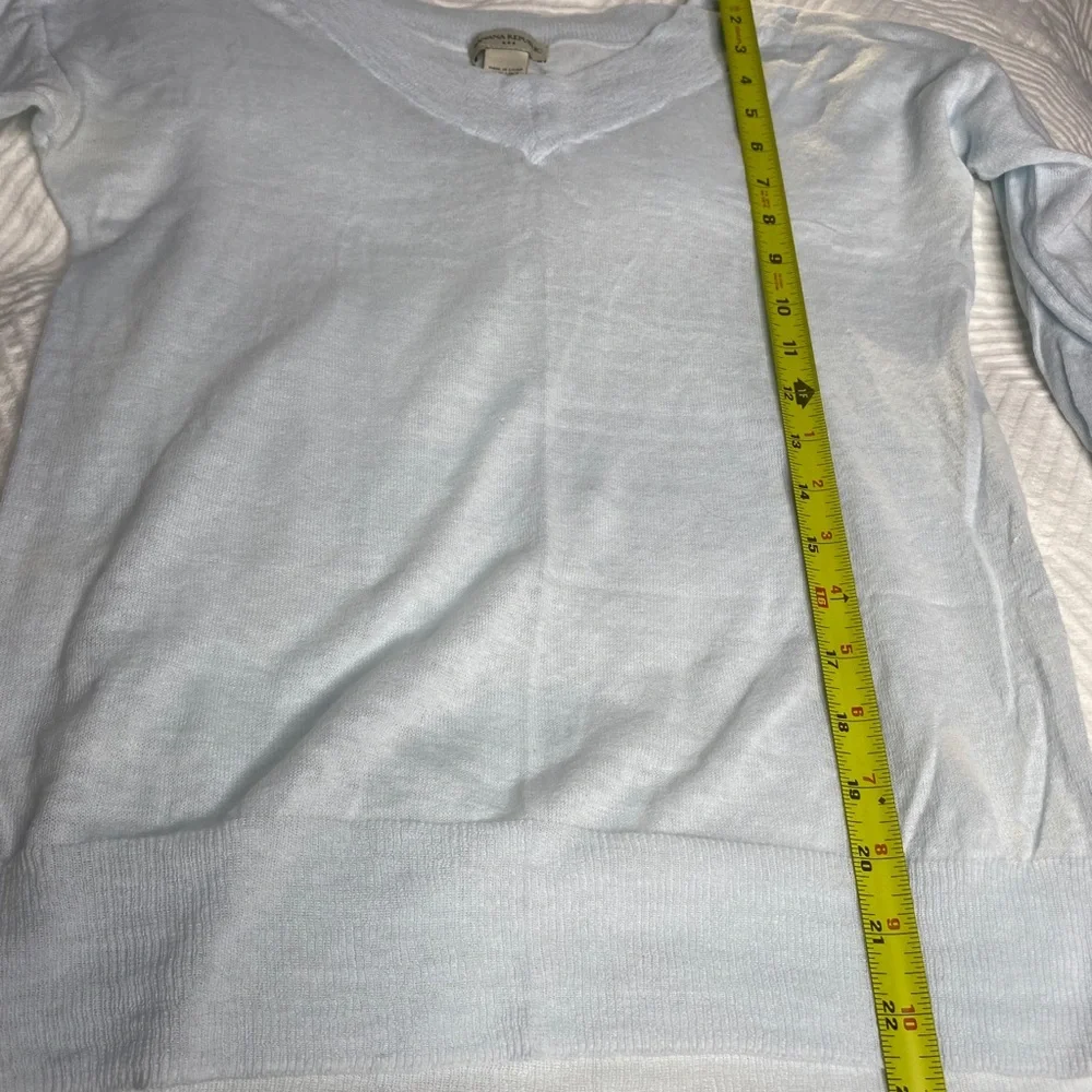 BANANA REPUBLIC Linen V Neck Pull Over Beach Sweater - Picture 6 of 8